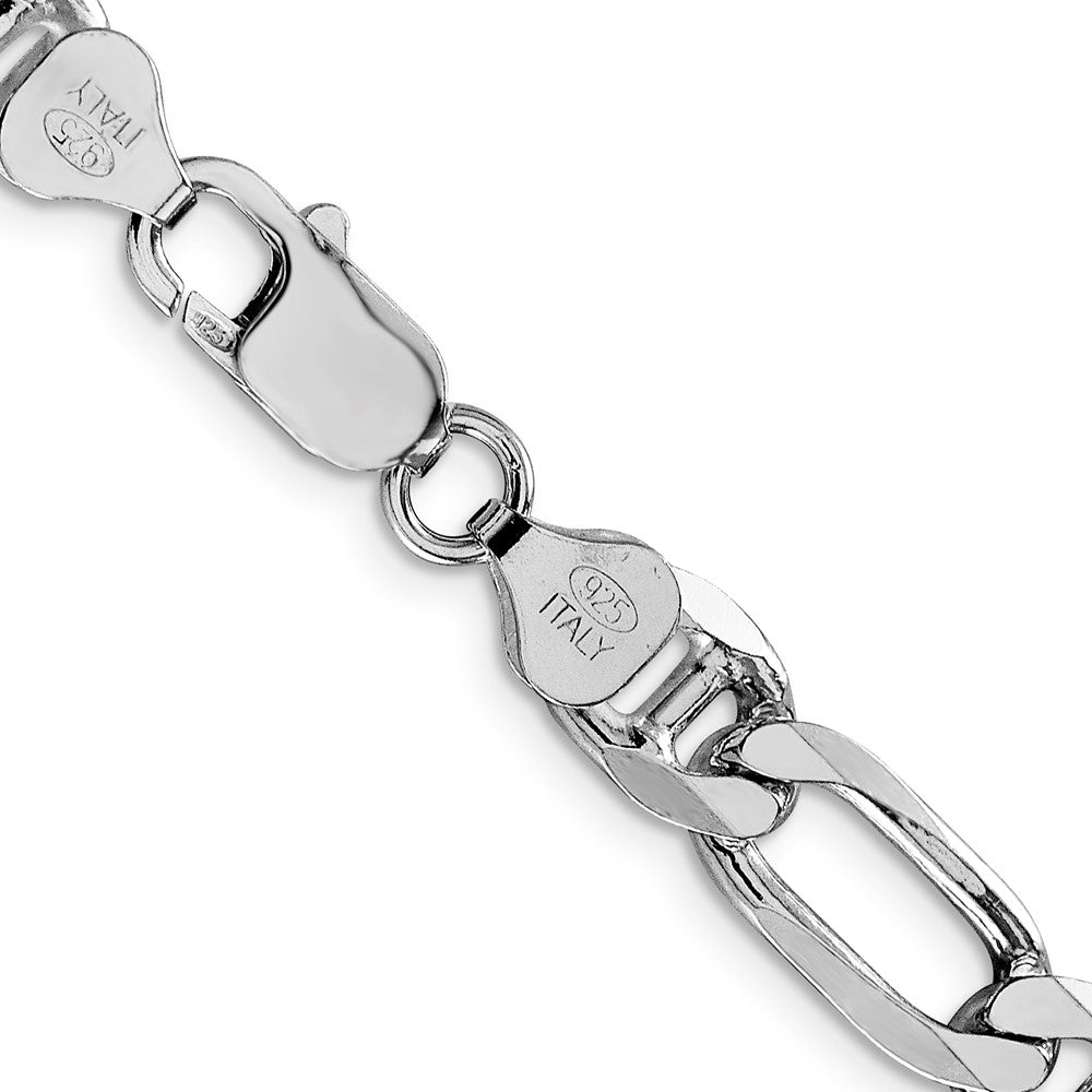 Sterling Silver Rhodium-plated 8.25mm Figaro Anchor 24 Inch Chain