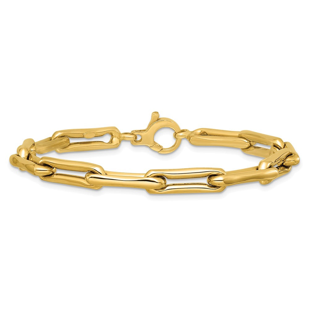 14K Yellow Gold Polished 5.7mm Fancy Long Link Chain Bracelet