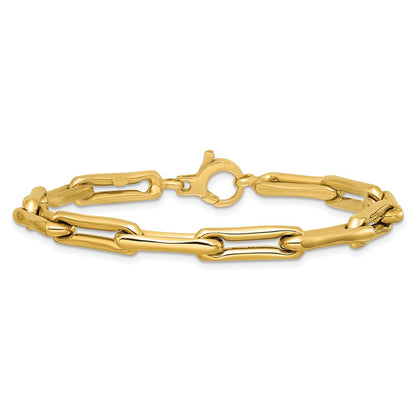 14K Yellow Gold Polished 5.7mm Fancy Long Link Chain Bracelet