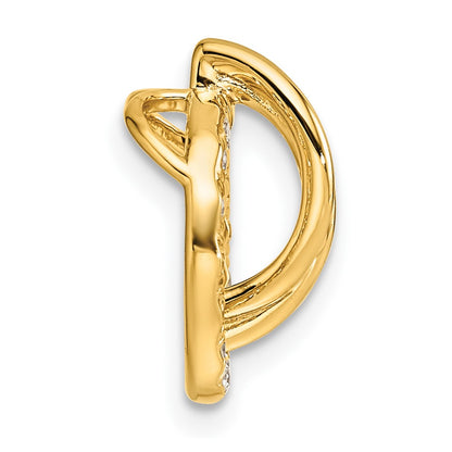14K Yellow Gold Polished 1/10 carat Diamond Open Circle Chain Slide