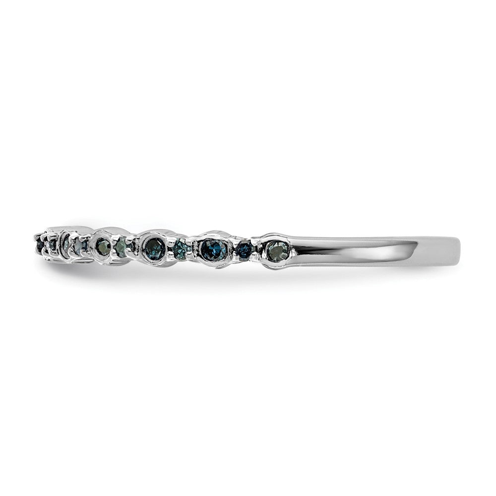 14K White Gold 1/10 carat Blue Diamond Complete Wedding Band Ring