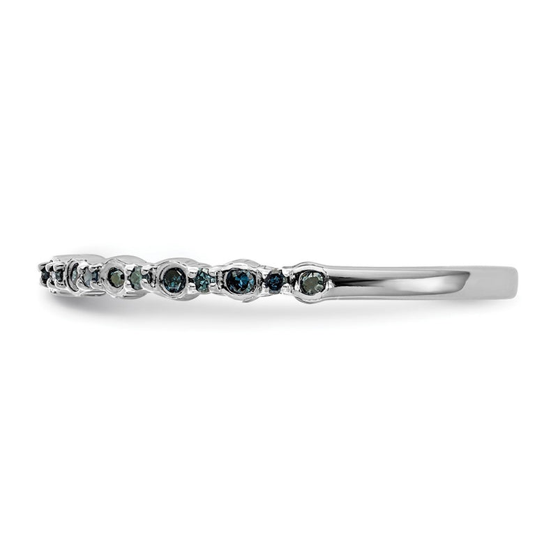 14K White Gold 1/10 carat Blue Diamond Complete Wedding Band Ring
