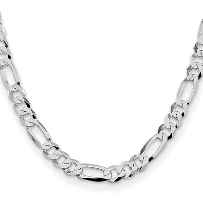 Sterling Silver Rhodium-plated 8.5mm Lightweight Flat Figaro Chain Necklace