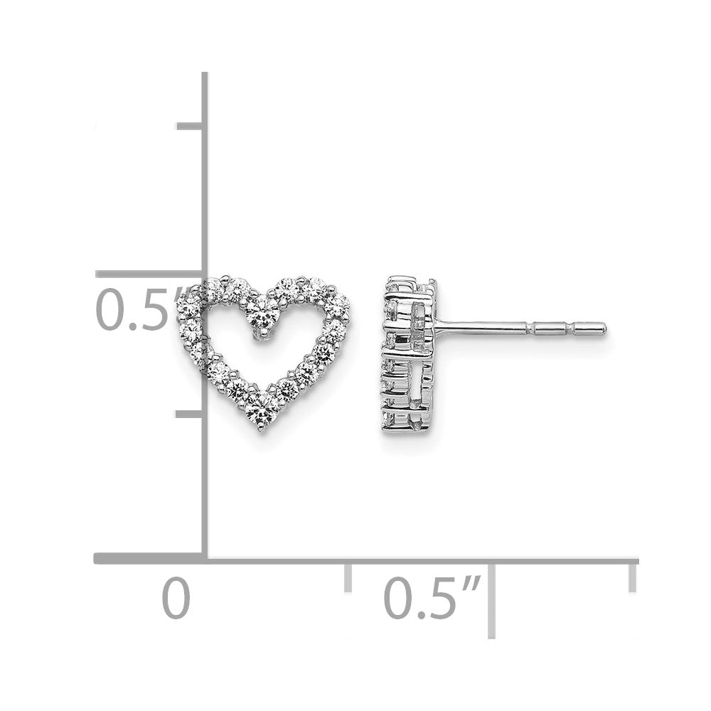 14K White Gold 1/4 carat Diamond Heart Post Earrings