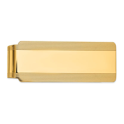 14K Yellow Gold Men's Grooved Polished Money Clip