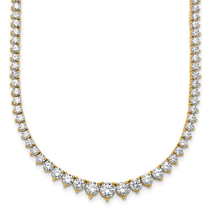 14K Yellow Gold 10 7/8 carat Lab Grown Diamond VS+ F+ Complete Round 18 Inch Graduated Tennis Necklace