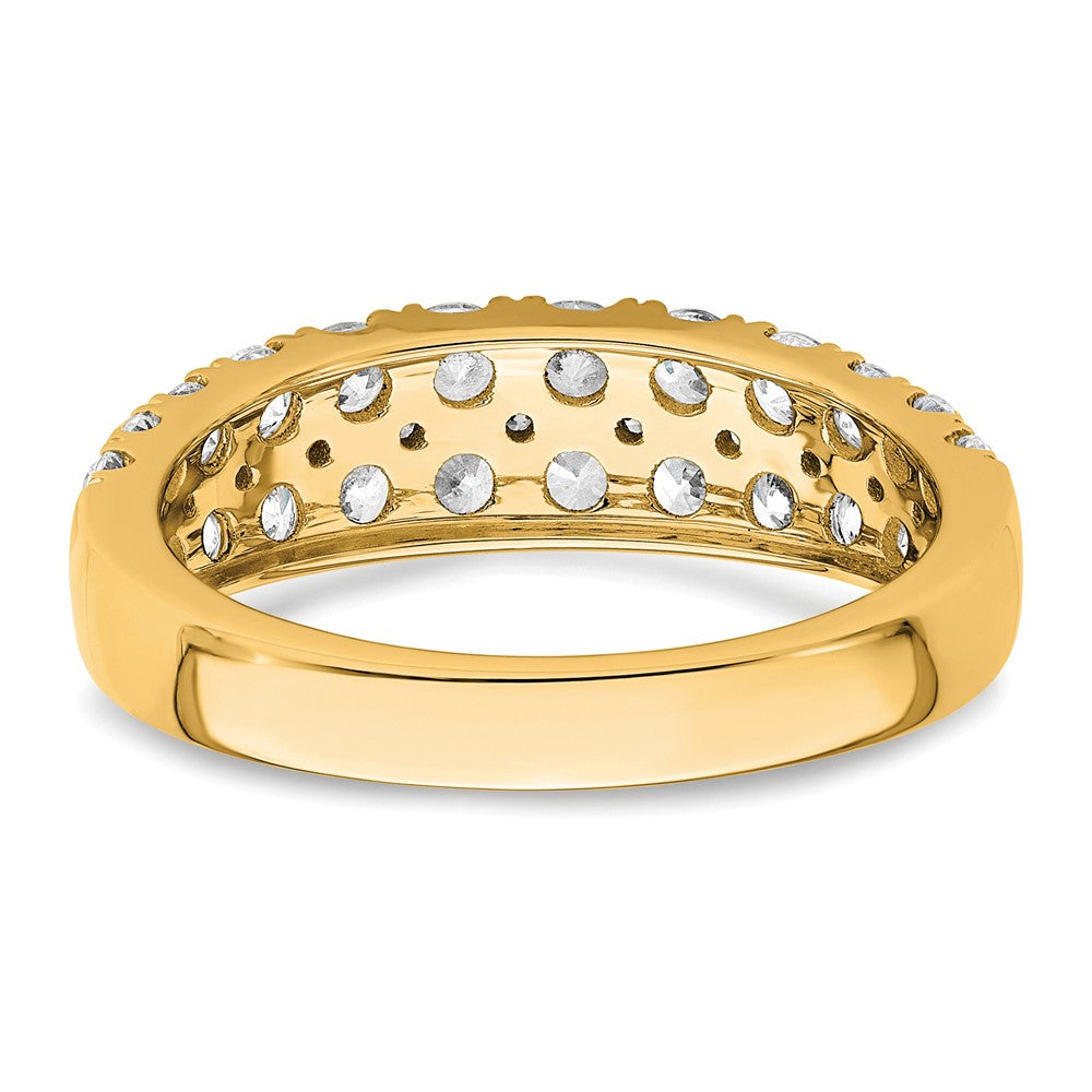 True Origin 14K Yellow Gold 1 1/4 carat Lab Grown Diamond VS+ F+ Double Row Complete Wedding Band Ring