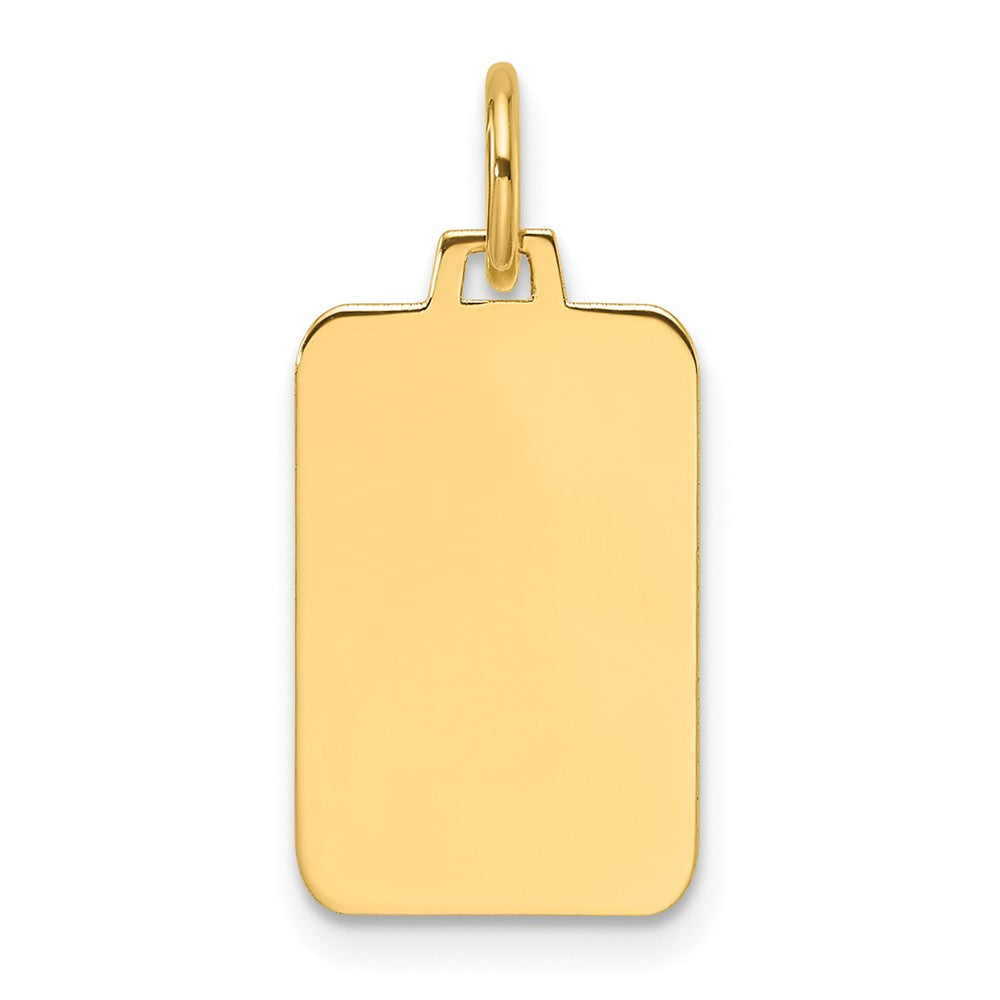 14K Yellow Gold Plain .035 Gauge Engravable Rectangular 15.4x10.5mm Disc Charm