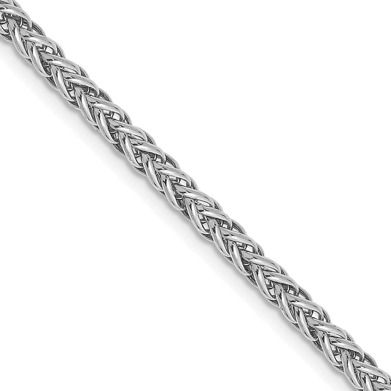 14K White Gold 2.6mm Semi-solid 3-Wire Wheat 24 Inch Chain