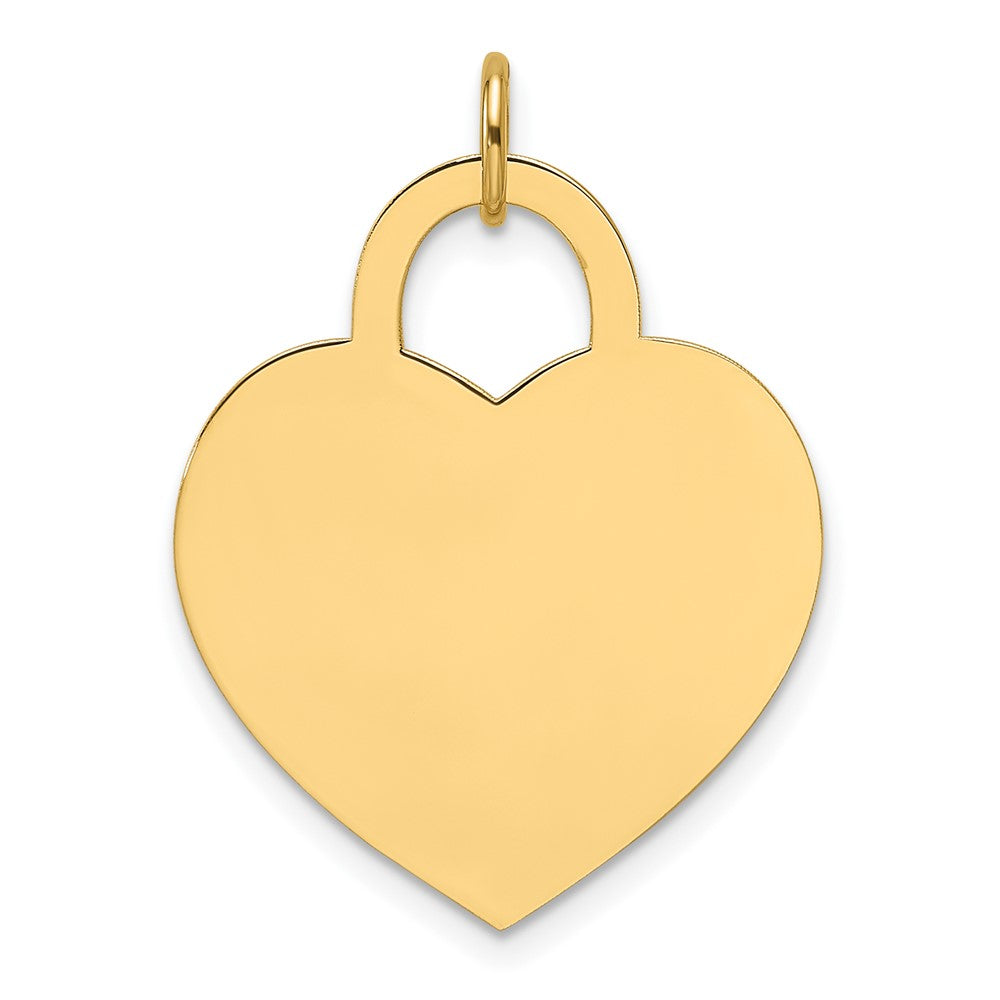 14K Yellow Gold Plain .035 Gauge Engravable Heart 20.4x21.3mm Disc Charm