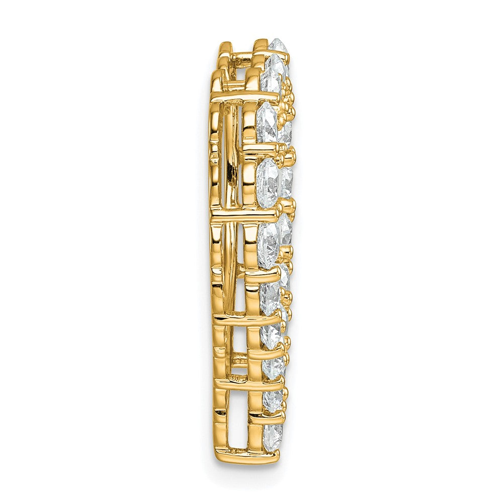 14K Yellow Gold 3 carat Lab Grown Diamond VS+ F+ Complete Heart Chain Slide Pendant