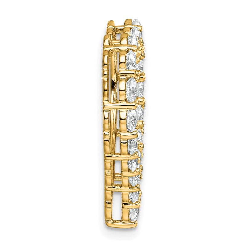 14K Yellow Gold 3 carat Lab Grown Diamond VS+ F+ Complete Heart Chain Slide Pendant