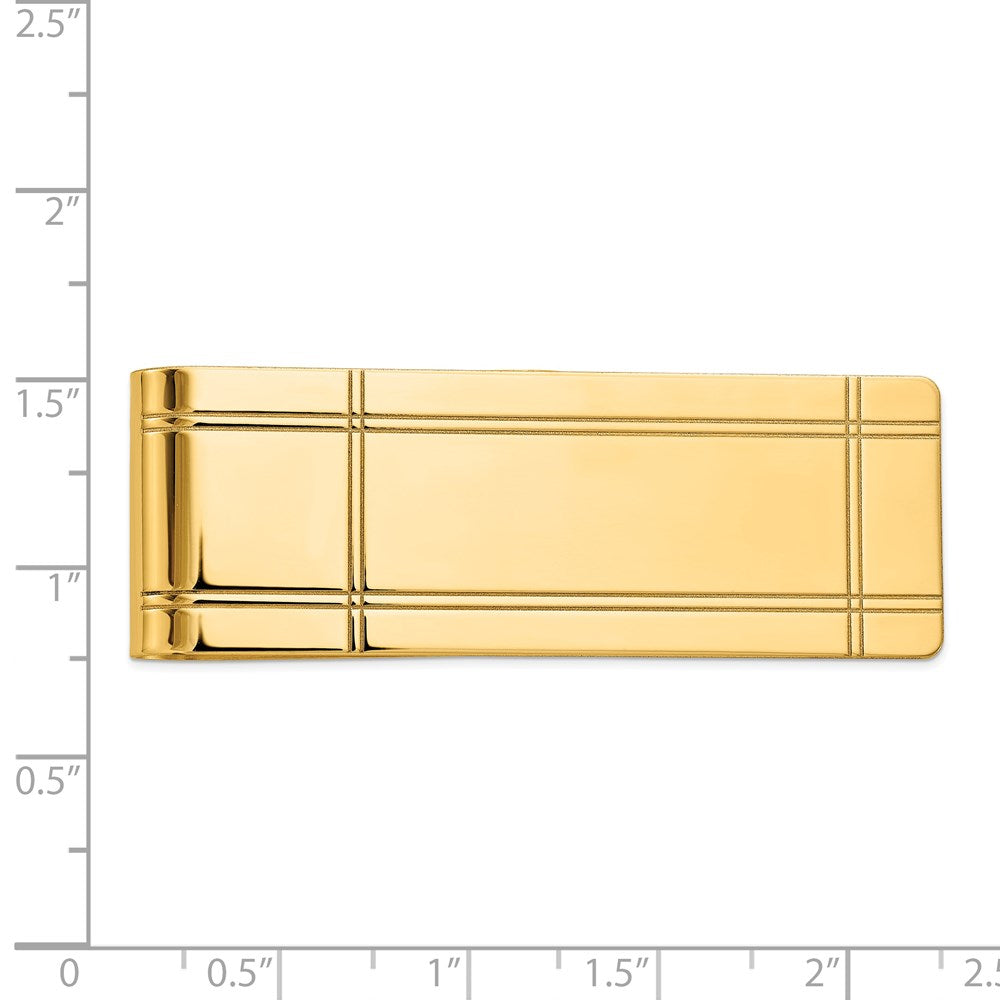 14K Yellow Gold Men's Grooved Polished Money Clip