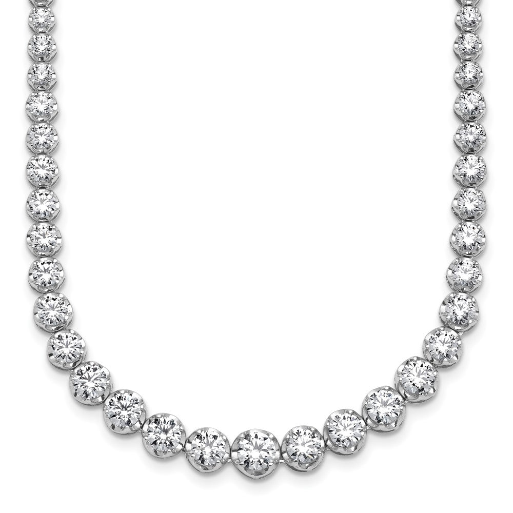 14K White Gold 10 1/2 carat Certified Lab Grown Diamond VS+ F+ Complete Round 16 Inch Graduated Tennis Necklace