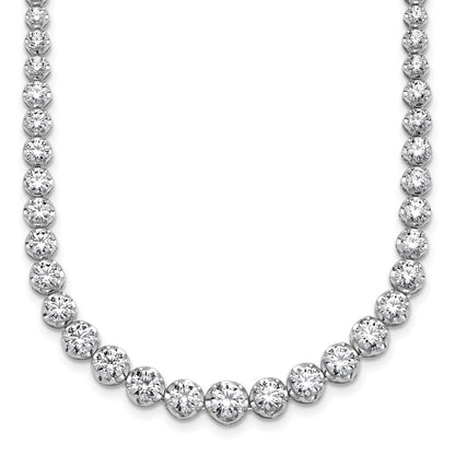 14K White Gold 10 1/2 carat Certified Lab Grown Diamond VS+ F+ Complete Round 16 Inch Graduated Tennis Necklace