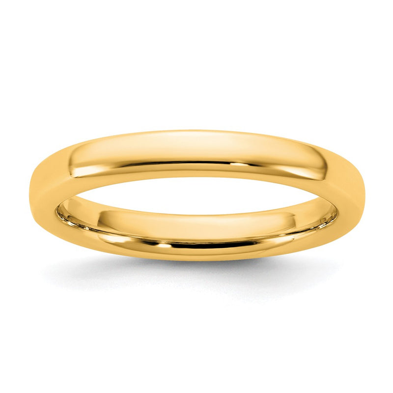 14K Yellow Gold 3mm European Comfort Fit Wedding Band Ring