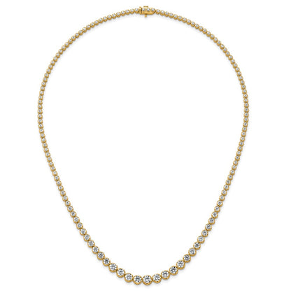 14K Yellow Gold 11 1/15 carat Lab Grown Diamond VS/SI+ G+ Complete Round 20 Inch Graduated Tennis Necklace