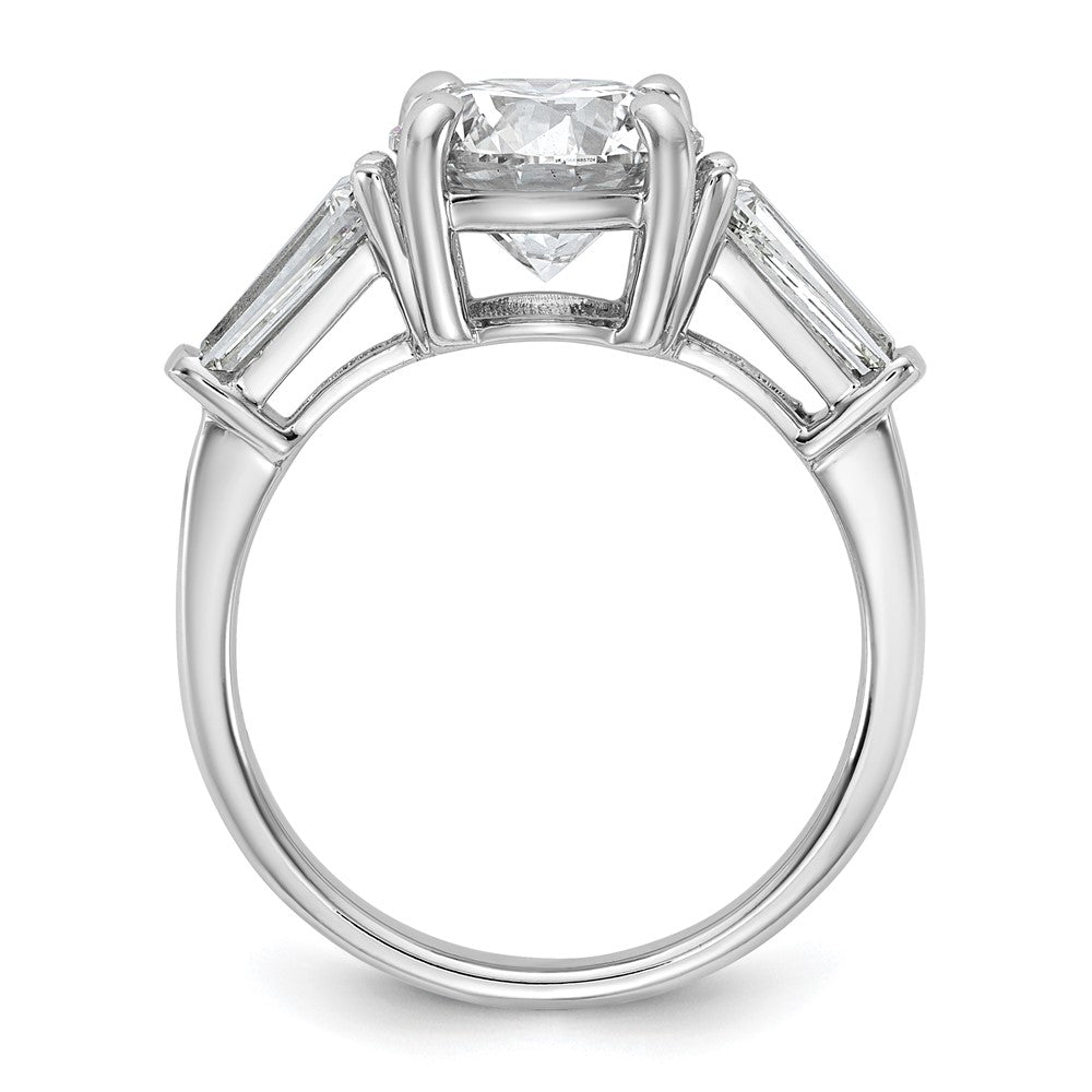 14K White Gold 3 1/3 carat Certified Lab Grown Diamond VS+ F+ Round and Tapered Baguette Complete Three Stone Engagement Ring