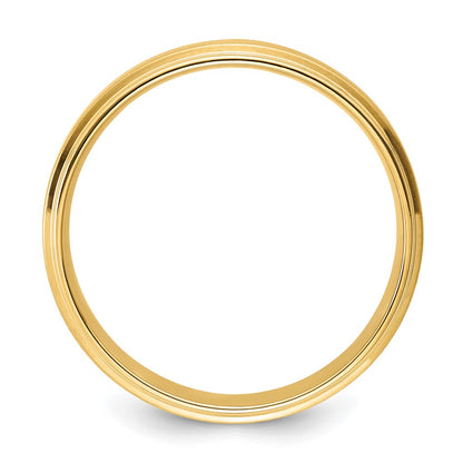 14K Yellow Gold 6mm Lightweight Comfort Fit Brushed Satin/Polished Stepped Edge Wedding Band Ring