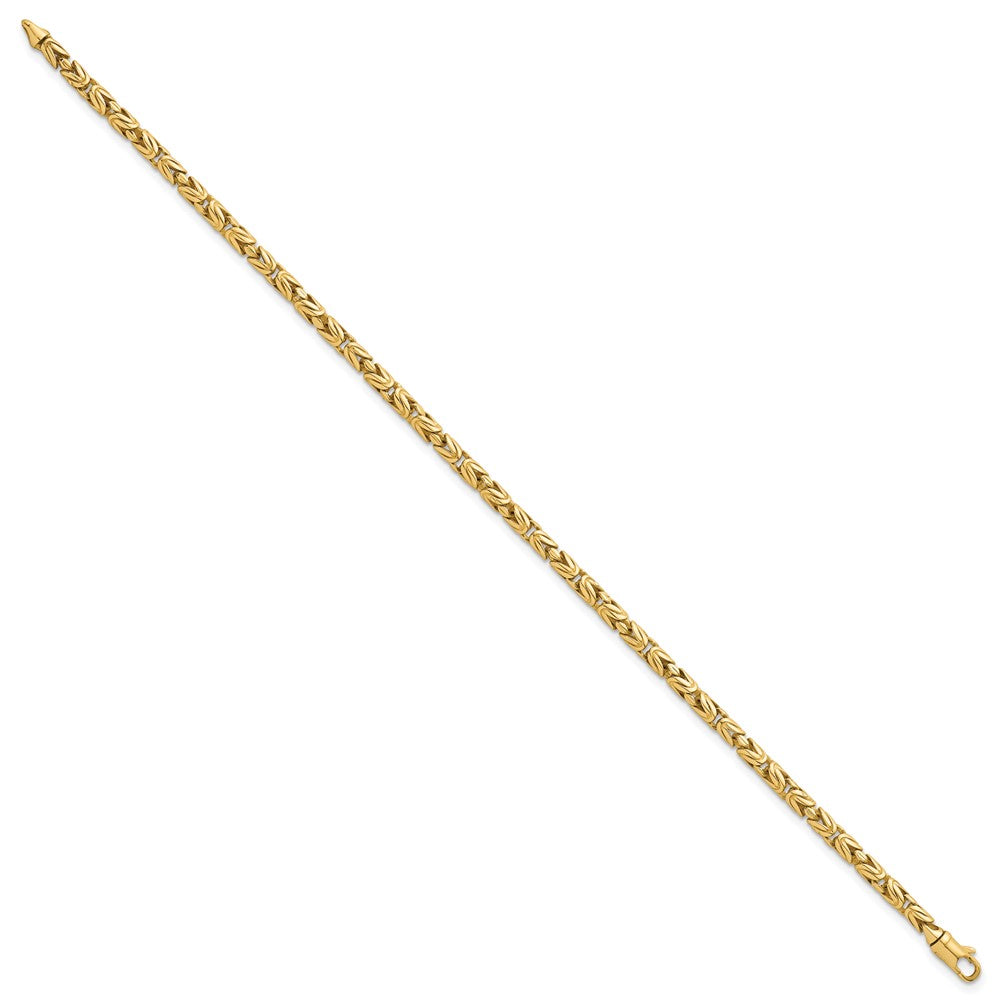 14K Yellow Gold Polished 3mm Rounded Byzantine Link Chain Bracelet