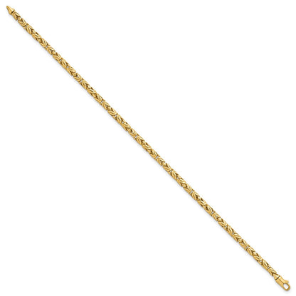 14K Yellow Gold Polished 3mm Rounded Byzantine Link Chain Bracelet