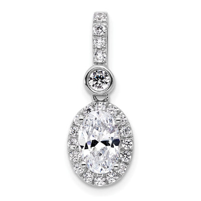 14K White Gold 2 carat Lab Grown Diamond VS/SI+ G+ Oval Complete Halo Pendant