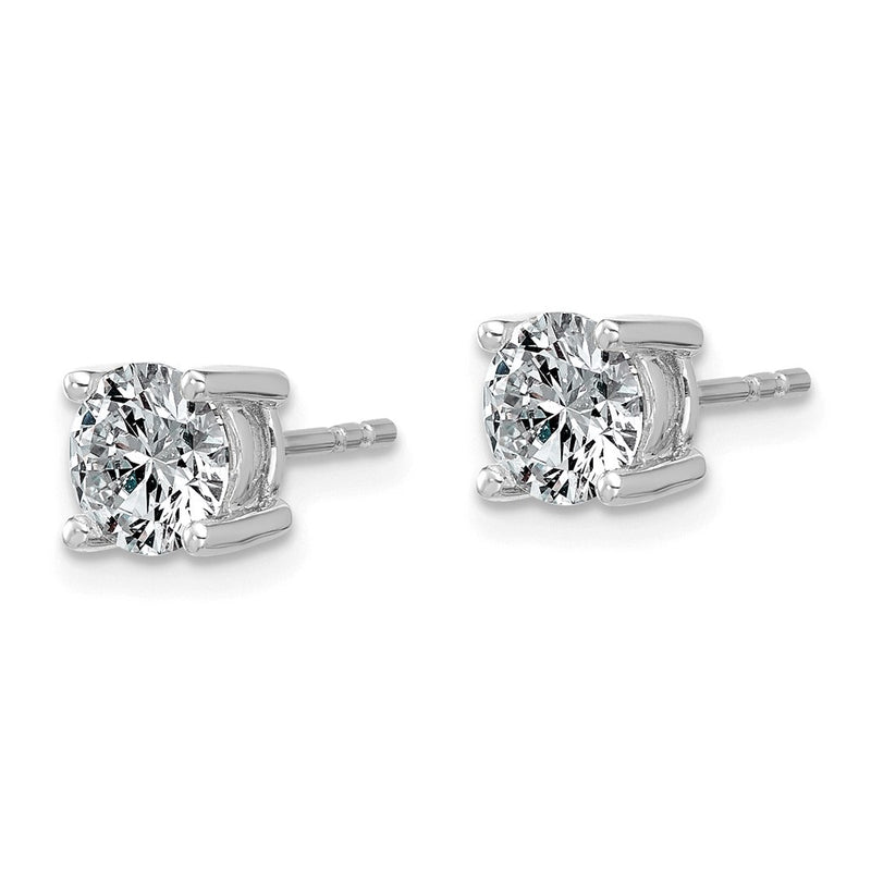14K White Gold 1 1/2 carat Lab Grown Diamond VS/SI+ G+ Round Complete Four Prong Lightweight Stud Earrings