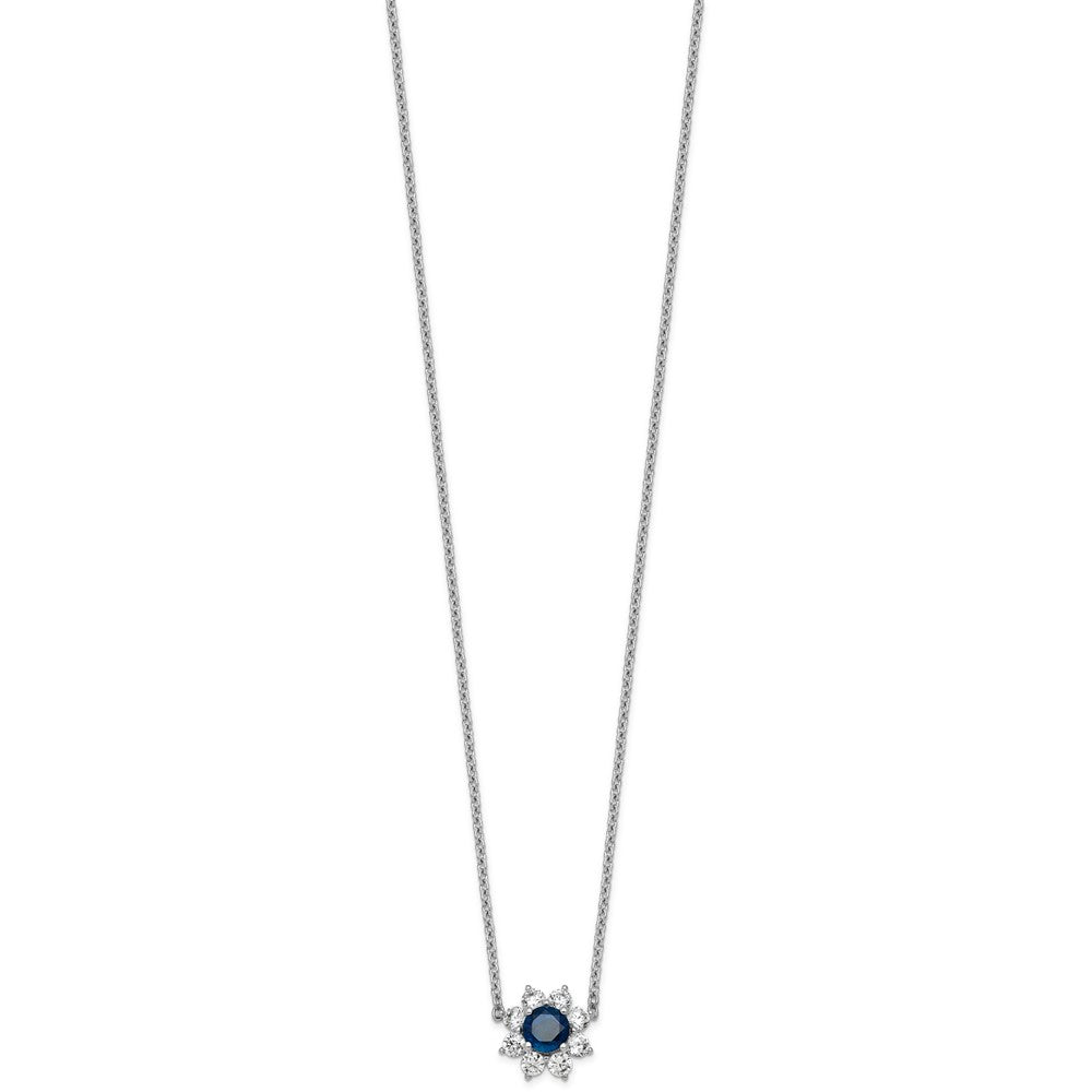 14K White gold VS/SI G+ Lab Grown Diamond and AAA quality Genuine Blue Sapp