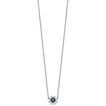 14K White gold VS/SI G+ Lab Grown Diamond and AAA quality Genuine Blue Sapp