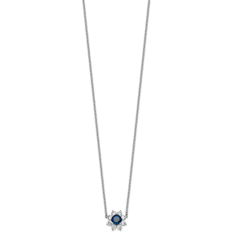 14K White gold VS/SI G+ Lab Grown Diamond and AAA quality Genuine Blue Sapp