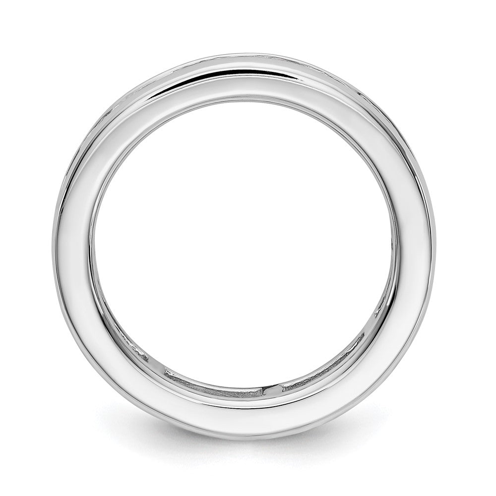 14K White Gold Polished 2ct Channel Set Diamond Eternity Wedding Band Ring
