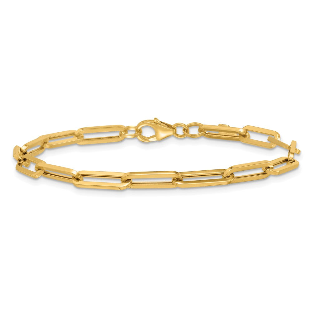 14K Yellow Gold Polished 4.3mm Paperclip Link 7.5 Inch Bracelet