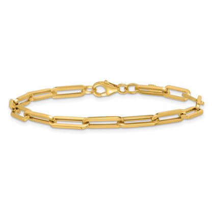 14K Yellow Gold Polished 4.3mm Paperclip Link 7.5 Inch Bracelet