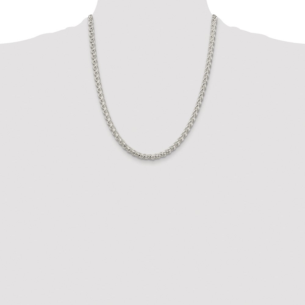 Sterling Silver Rhodium-plated 5mm Round Spiga 22 Inch Chain