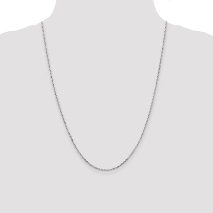 14K White Gold 24 Inch 1.8mm Diamond-cut Round Open Link Cable with Lobster Clasp Chain