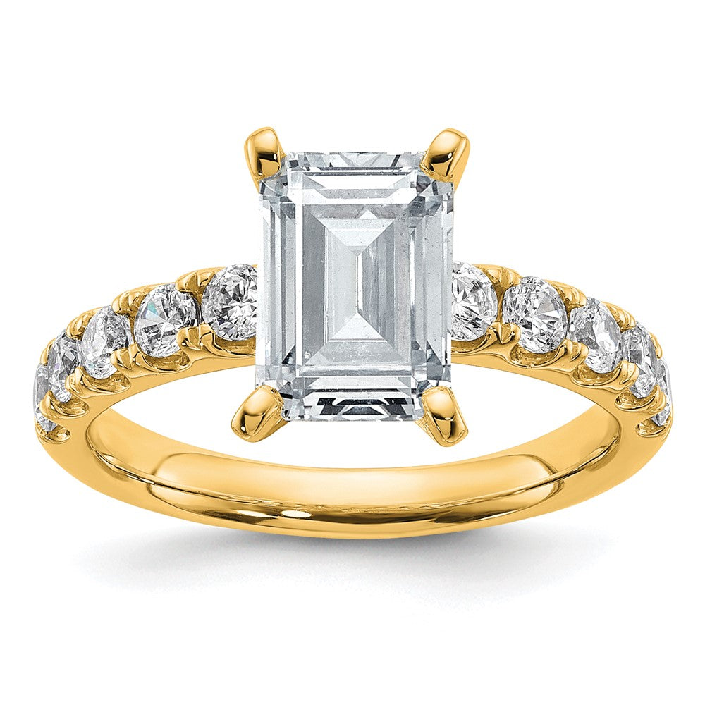 14K Yellow Gold Certified 2 3/4 carat Lab Grown Diamond VS+ F+ Emerald Complete Engagement Ring