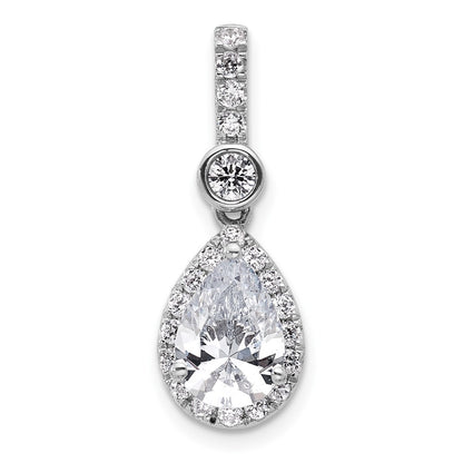 14K White Gold 2 carat Certified Lab Grown Diamond VS+ F+ Pear Complete Halo Pendant