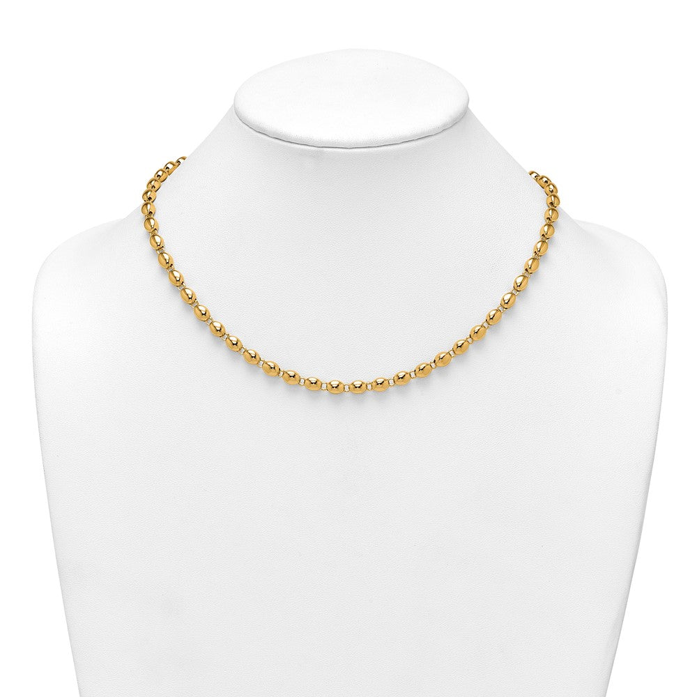 14K Yellow Gold Polished 5.25mm Round Fancy Beaded 18 Inch Necklace