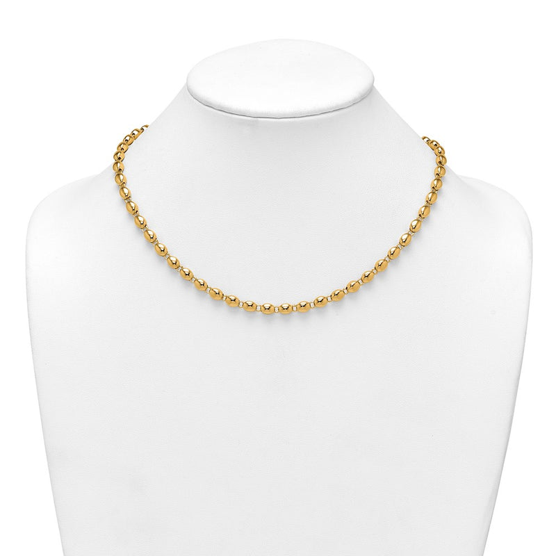 14K Yellow Gold Polished 5.25mm Round Fancy Beaded 18 Inch Necklace
