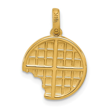 14K Yellow Gold Fancy Epoxy Waffle With Bite Missing Charm