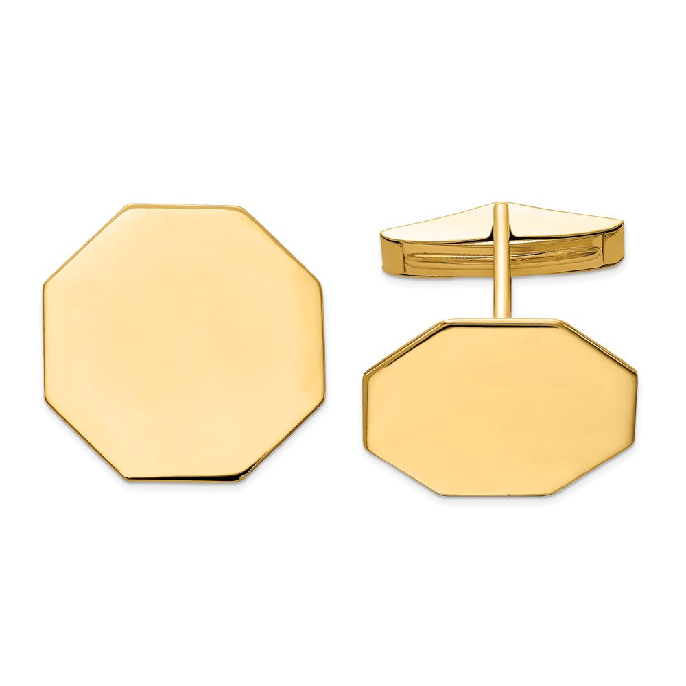 14K Yellow Gold Men's Octagonal Cuff Links