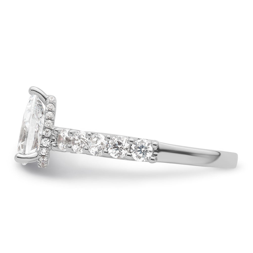 14K White Gold 2 carat Lab Grown Diamond VS/SI+ G+ Pear Complete Engagement Ring