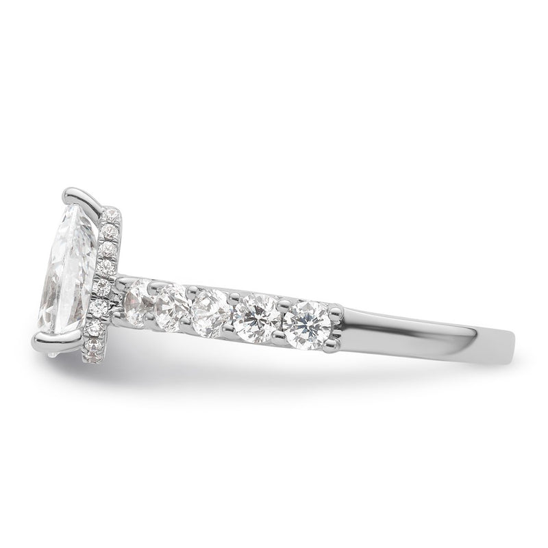 14K White Gold 2 carat Lab Grown Diamond VS/SI+ G+ Pear Complete Engagement Ring
