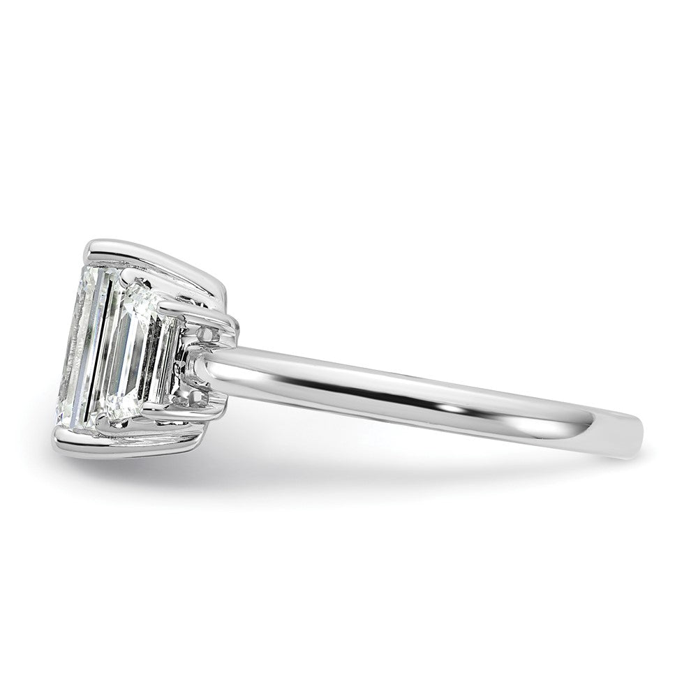 14K White Gold 3/4ct Lab Grown Dia VS+ F+ Semi Mount Emerald Center Ring