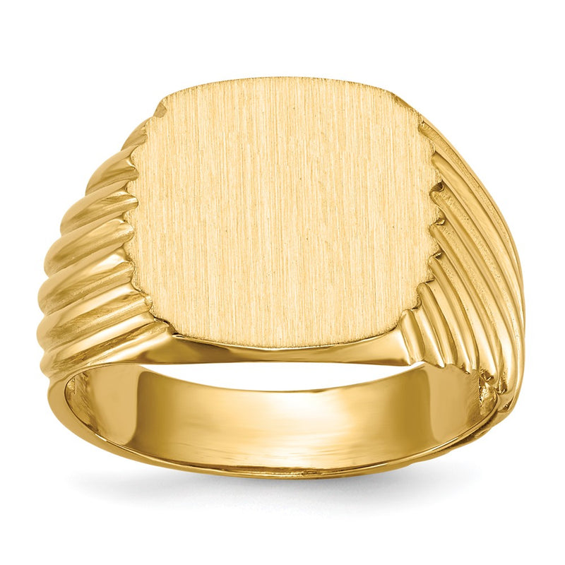 14K White Gold 13.5x13.5 Open Back Mens Signet Ring