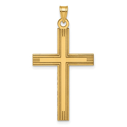 14K Yellow Gold Laser Etched Cross Charm