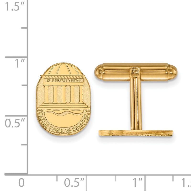 14K Yellow Gold Gold LogoArt Coastal Carolina University Crest Cuff Links