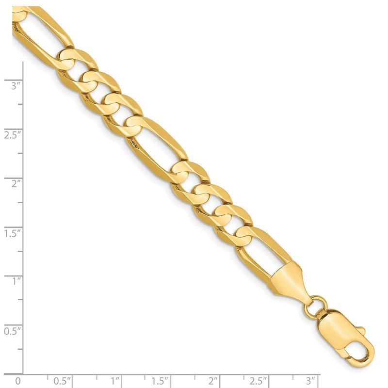 14K Yellow Gold 10.0mm Concave Open Figaro Chain Bracelet