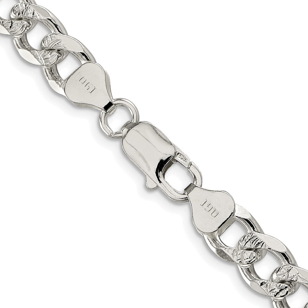 Sterling Silver Rhodium-plated 8.3mm Pav‚ Curb 26 Inch Chain