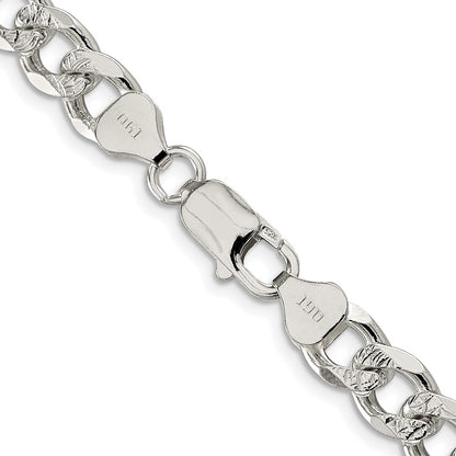 Sterling Silver Rhodium-plated 8.3mm Pav‚ Curb 26 Inch Chain